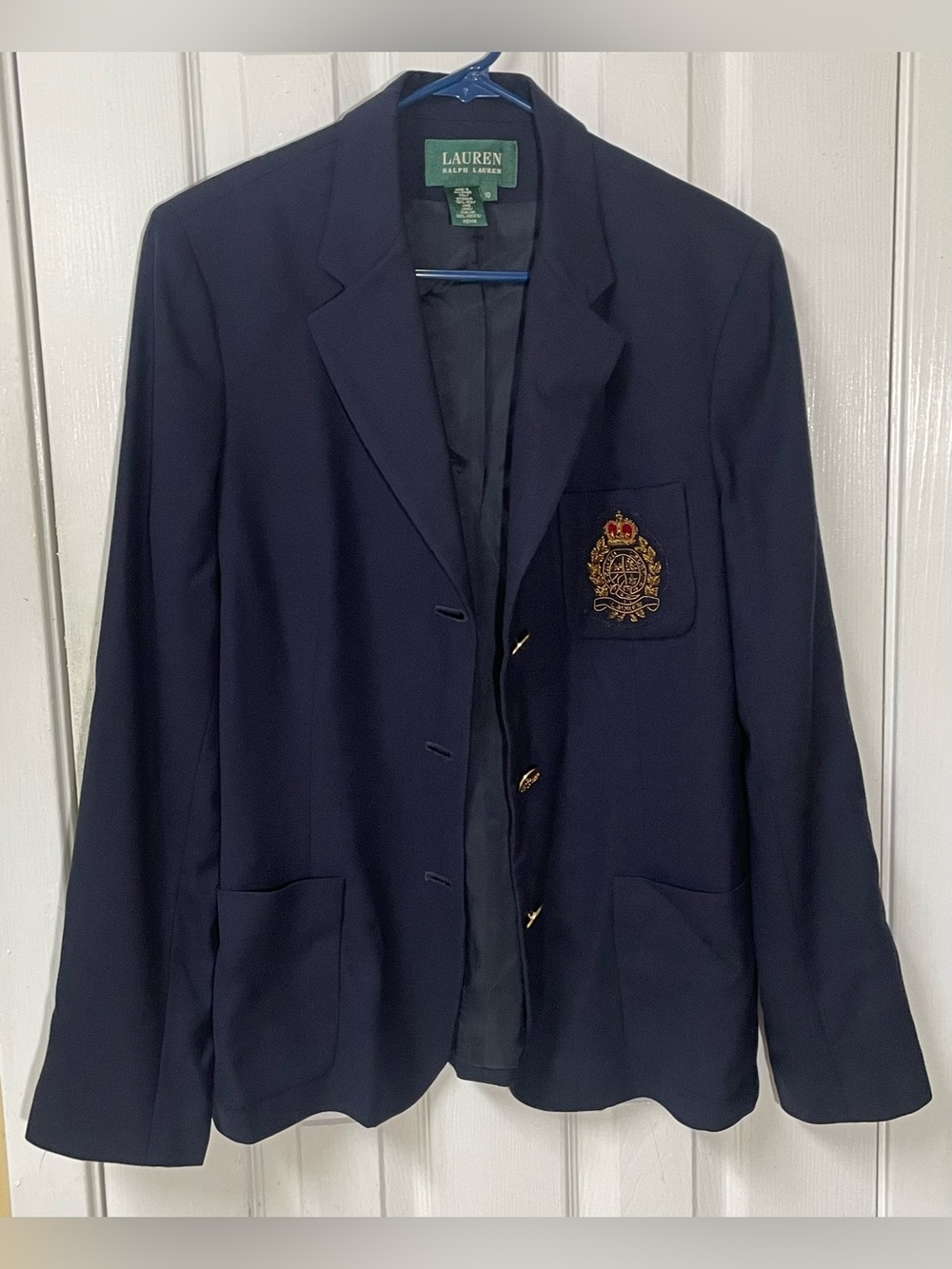 Ralph Lauren Blazer Wool Women’s 10 Navy RL Crown Crest Buttons Preppy Academia - Picture 3 of 10